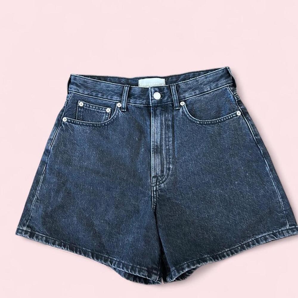 Everlane A-line denim shorts in black, size 26